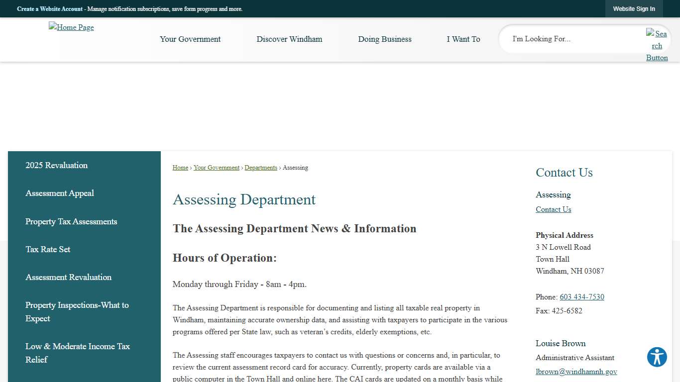 Assessing Department | Windham, NH